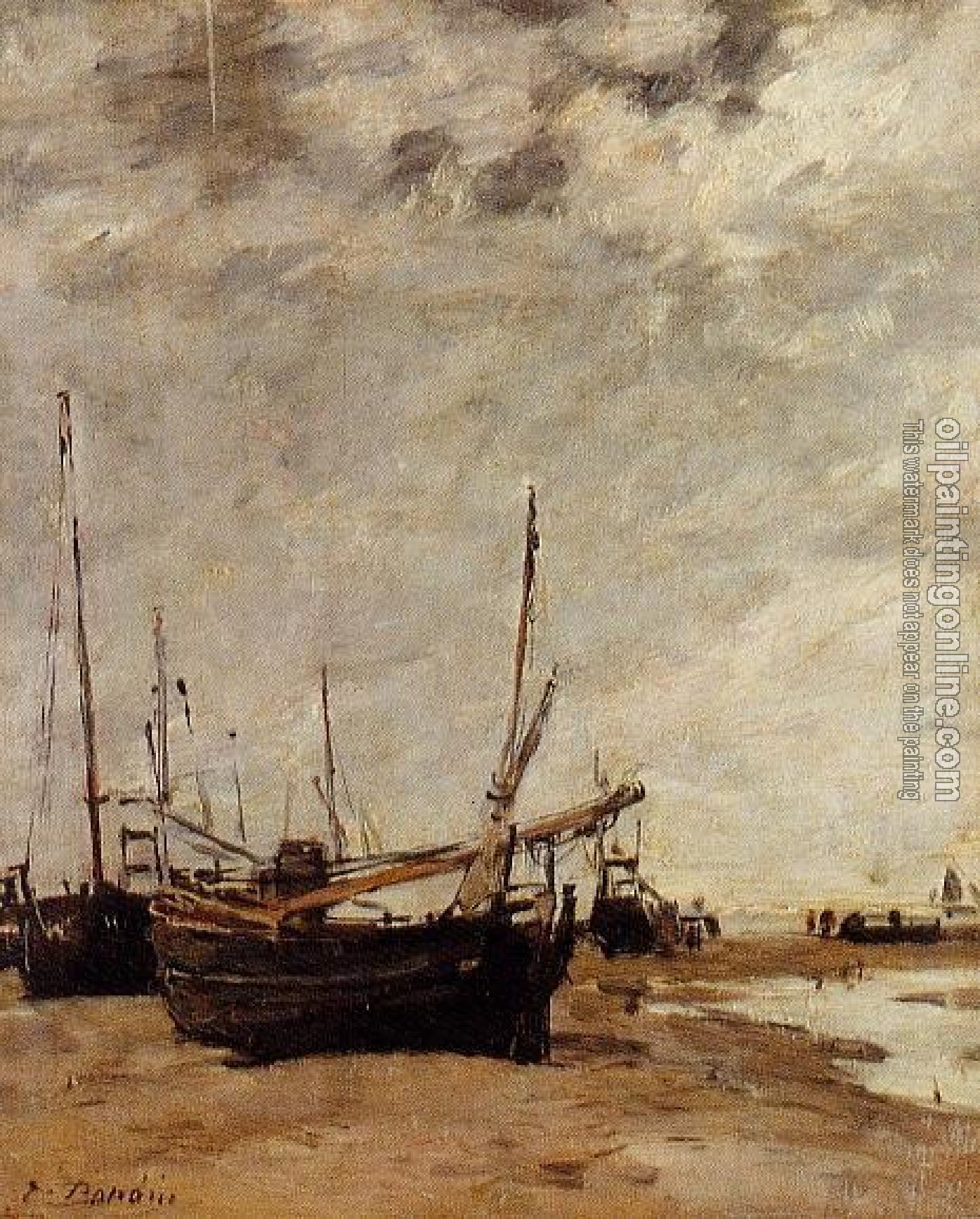 Boudin, Eugene - Low Tide, Grounded Sailboats